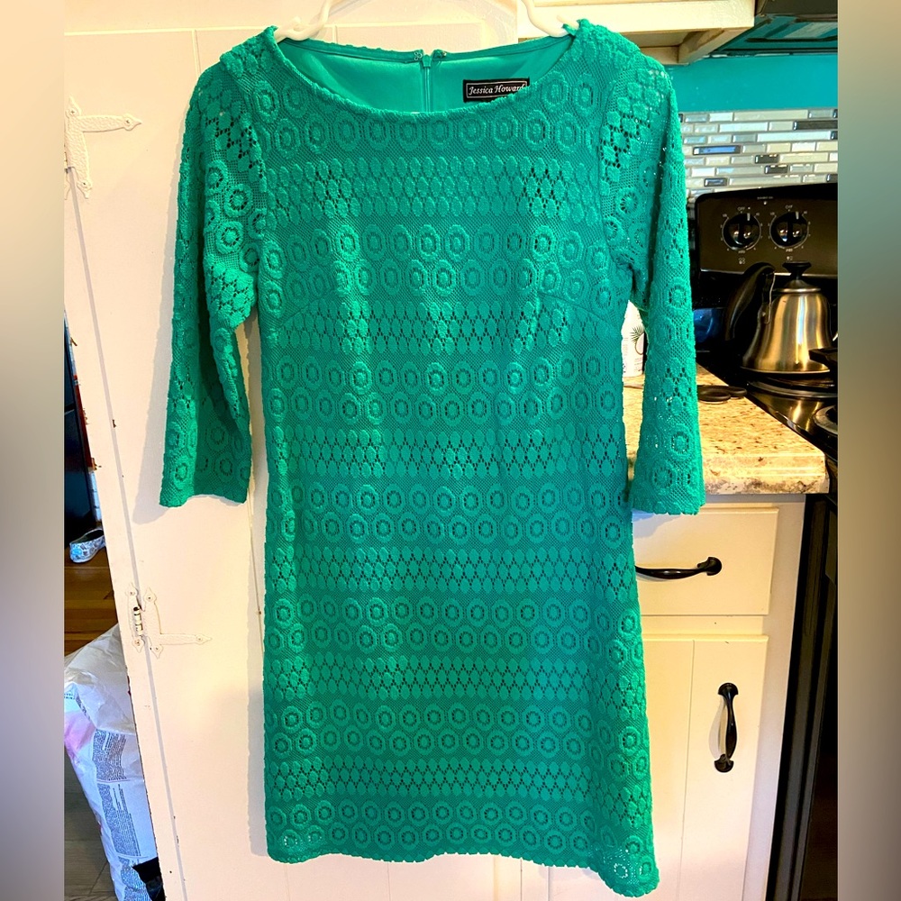 Teal Lace Mini Dress